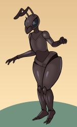 2025 animal_humanoid ant antennae_(anatomy) anthro arthropod arthropod_abdomen arthropod_humanoid brown_body digital_drawing_(artwork) digital_media_(artwork) exoskeleton female flat_chested fours_(artist) fourssss hi_res humanoid hymenopteran insects nude nude_female segmented_body simple_background solo wide_hipped_female wide_hips