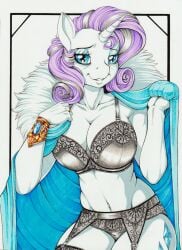 1girls anthro anthrofied big_breasts bra bracelet breasts busty busty_female cleavage cloak clothing coat cutie_mark equine eyeshadow female female_focus female_only friendship_is_magic frilly_underwear garter_belt hasbro horn huge_breasts jewelry large_breasts lidded_eyes lingerie longinius makeup mare mature mature_anthro mature_female my_little_pony older_female older_mane_six_(mlp) panties rarity_(mlp) solo solo_female solo_focus stockings thick_thighs thighs underwear unguligrade unguligrade_anthro unicorn unicorn_horn white_body white_shirt