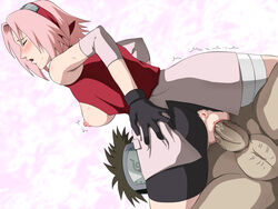 anus ass ass_grab balls bandage bandages bike_shorts blush breastless_clothes breasts brown_hair circle_anco closed_eyes clothes cowgirl_position crotchless female gloves grabbing_own_ass hand_on_ass headband highres human large_breasts male medium_breasts moaning naruto naruto_shippuden nipples on_top open_clothes open_shirt penis pink_hair pussy sakura_haruno sex shaking shirt short_hair simple_background spiky_hair straight sweat thrusting torn_clothes trembling uncensored vaginal_penetration yamato_(naruto)