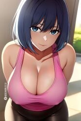 ai_generated big_breasts blue_hair cleavage kurokawa_akane nerdworld97 oshi_no_ko waifu