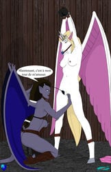 angela_(gargoyles) arms_up bondage breasts disney fab3716 female femdom gag gagged gargoyles pussy una yuri