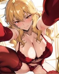 ai_generated big_breasts bikini blonde_hair eroero_waifus gina_(solo_leveling) lingerie milf solo_leveling