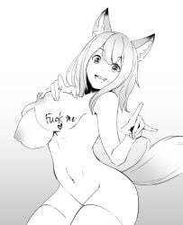 alternate_version_available animal_ears female female_only monochrome oc sketch yokosuji_coyote