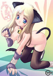 animal_ears animal_tail assassin_(ragnarok_online) bell blonde_hair blue_eyes breasts cat_ears cat_tail collar fingerless_gloves gloves ishihara_masumi legwear long_hair nipples nude ragnarok_online smile stockings tail thighhighs