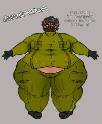 gas_mask health_play lipostie_(iiiingsoc) military_uniform morbidly_obese_male reference_image reference_sheet respirator sketch spiked_collar symmetry