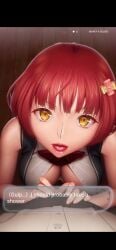 a_busty_jk_teaches_how_to_do_petite_compensated_dating animated big_breasts cleavage clothed_male hair_ornament imminent_blowjob imminent_oral licking_tip longer_than_30_seconds medium_hair orange_eyes red_hair showing_cleavage tagme video