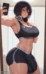 1futa 2025 abs ai_generated armpits ass attack_on_titan balls bangs bare_shoulders bedroom big_ass big_breasts big_penis black_eyes black_hair black_nails blurry_background blush bob_cut breast_suppress breasts breathing bulge cellphone closed_mouth collarbone covered_penis cowboy_shot curtains curvy dolphin_shorts front_view futa_only futanari hair_between_eyes half-closed_eyes hand_on_breast hand_on_chest headphones headphones_around_neck high_resolution highres holding_object indoors lips looking_at_viewer midriff mikasa_ackerman mirror mirror_selfie nail_polish navel penis penis_bulge phone post_workout reflection seductive seductive_look seductive_smile self_upload selfie shadyfox shingeki_no_kyojin short_hair shorts skindentation solo solo_focus solo_futa sports_bra sportswear stable_diffusion standing sweat sweatdrop sweating sweaty sweaty_armpits taking_picture testicles thick_thighs thighs toned wet_skin