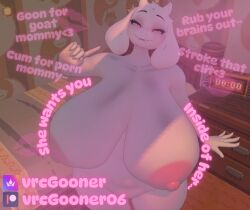 big_areola big_breasts caption deltarune gooning hypnotizing_viewer looking_up_at_viewer toriel undertale vrcgooner06 vrchat