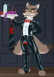 2023 4_toes absurd_res anal_beads anthro black_buttplug black_tie_(suit) bow_tie brown_body brown_fur bulge buttplug canid canine canis clothing digital_media_(artwork) dildo dreamworks dreamworks_animation feet fur hi_res kandlin latex latex_bowtie latex_suit latex_tuxedo lube male mammal mr._wolf_(the_bad_guys) paddle plug_(sex_toy) purple_anal_beads red_dildo sex_toy sharp_teeth suit tail tail_motion tailwag teeth the_bad_guys toes universal_pictures universal_studios wolf yellow_sclera