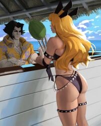 1girls ass beach big_ass bikini blonde_hair female female_focus magik_(illyana_rasputin) magik_(marvel_rivals) marvel marvel_rivals princekina standing thick_thighs wolverine_(marvel_rivals)