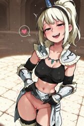 1girls armor armored_female armored_legwear aroused aroused_face aroused_smile bangs bare_pussy belt black_eyeshadow black_topwear blonde_female blonde_hair blonde_hair_female blush blush blush_lines blushing_at_viewer bracers breath breath_cloud clavicle clothes_lift clothing covered_breasts covered_nipples dripping dripping_pussy drool drool_on_face drooling elbow_gloves exposed exposed_pussy exposing exposing_self eyes_half_open female female_only genital_fluids genitals gray_eyes hair_up hairband hard_nipples head_tilt heart heavy_breathing horn_hairband horned_headwear horny horny_female human hunter_(monster_hunter) indecent_exposure innie_pussy kirin_(armor) labia_majora legwear light_hair light_skin light_skinned_female looking_at_viewer medium_breasts midriff midriff_baring_shirt monster_hunter navel necklace nipple_bulge nipple_outline no_panties no_underwear open_mouth outdoor outdoor_nudity outdoors outdoors_nudity outside partially_clothed partially_clothed_female pelvic_curtain pelvic_curtain_lift pointing_at_pussy ponytail presenting_pussy public public_nudity pussy pussy_juice pussy_juice_drip pussy_juice_string pussy_juice_trail saliva seductive seductive_eyes seductive_look seductive_smile shaved_crotch shaved_legs shaved_pussy shoulder_armor showing_pussy skimpy_outfit skimpy_topwear small_nose solo solo_female spoken_heart teeth thick_thighs thighhighs thin_clothing thin_waist tongue tremble_lines tremble_spikes trembling vagina vaginal_fluids vaginal_juices wet wet_pussy