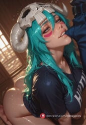 1girl 1girls ai_generated aqua_hair arched_back beautiful big_ass big_breasts biting_clothes bleach blowjob blush booty bottomless busty cassypics curvy cute drunk drunk_bubble drunk_female drunk_sex erotic face_markings facial_mark fanart fellatio female fit fit_body fit_female green_eyes half-closed_eyes high_quality highres hot hourglass_figure kneeling kneeling_oral_position long_eyelashes naked navel nelliel_tu_odelschwanck no_panties nude oral oral_sex parted_lips patreon puffy_lips puffy_nipples round_ass round_breasts round_butt sexy skull slim_body slim_waist smug smug_face stomach thick thick_ass thick_legs thick_thighs waifu wanting_cock wanting_more wanting_sex wet wet_body wide_hips