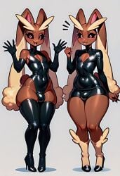 ai_generated ass bulge bulge_through_clothing child_bearing_hips femboy furry high_heel_boots high_heels lopunny male nipples pokemon pokemonsaigo5941968