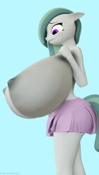 2019 3d_(artwork) 9:16 anthro big_breasts blue_eyes bottomwear breasts clothed clothing digital_media_(artwork) earth_pony embarrassed equid equine female friendship_is_magic furgonomics grey_body hasbro hi_res horse huge_breasts hyper hyper_breasts looking_down mammal marble_pie_(mlp) miniskirt my_little_pony nipples pinkierawr pleated_skirt pony side_boob simple_background skirt solo tail tail_through_skirt topless white_background