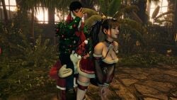 eve_(stellar_blade) examination facepalm presenting presenting_ass presenting_pussy santa_costume screenshot