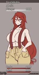 abella_(fear_and_hunger) fear_and_hunger fear_and_hunger:_termina i-spoks overalls red_hair topless