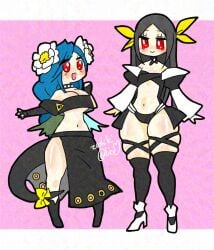 arc_system_works clothes_swap dizzy_(guilty_gear) female femboy guilty_gear guilty_gear_strive queen_dizzy testament_(guilty_gear) thick_thighs tight_clothing tight_fit zashikialice