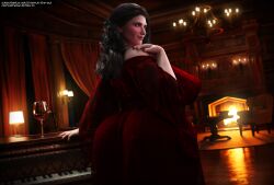 1girls 3d big_ass big_breasts black_hair blush breasts curvaceous curvy female female_only freckles grey_hair huge_ass huge_breasts milf nail_polish original original_character piano rasmus-the-owl red_eyes room solo thick_thighs vampire venetica_tepes wide_hips
