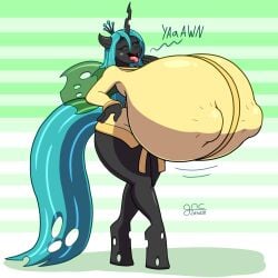 1:1 2017 anthro anthrofied arthropod big_breasts breasts changeling clothed clothing english_text female friendship_is_magic gyneceon hasbro huge_breasts hyper hyper_breasts my_little_pony nipple_outline open_mouth open_smile queen_chrysalis_(mlp) signature smile solo text tongue tongue_out