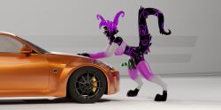 anthro bent_over blender_(artwork) blender_cycles car clothing crux darker06449 darker06449_(character) digital_media_(artwork) futanari genitals herm hi_res intersex solo vehicle