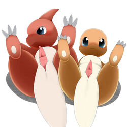 ass balls beige_skin blue_eyes blush charmander charmeleon claws color cute haribo198 hindpaw legs_up looking_at_viewer looking_away lying male male_only multiple_males nintendo nude on_back open_eyes orange_skin paws penis plain_background pokémon_(species) pokemon pokemon_rgby red_skin schnecken tail tapering_penis white_background