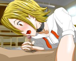 14mm blonde_hair blush censored faceless_male fellatio hair onizuka_hime oral short_hair sket_dance