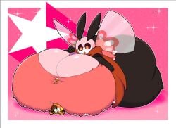 1boy 1boy1girl 1girls breast_press buizel crush crushed_by_breasts dewbber female furry huge_ass huge_breasts hyper_ass hyper_breasts hyper_thighs macro male pokémon_(species) pokemon pokemon_(species) ribombee squished_between_breasts thick_thighs wings