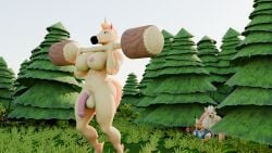 16:9 3d_(artwork) anthro arcanine big_breasts big_penis blender_(artwork) breasts canid canine digital_media_(artwork) disruptiveglitch equid equine forest fox generation_1_pokemon genitals group herm hi_res intersex male mammal nintendo outside penis plant pokemon pokemon_(species) rapidash training tree trio widescreen