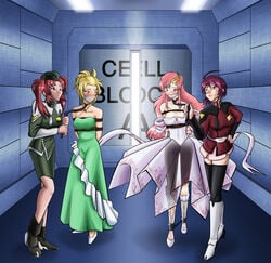 bondage cagalli_yula_athha gag gagged gundam gundam_seed gundam_seed_destiny lacus_clyne lunamaria_hawke meyrin_hawke over_the_mouth_gag zettai_ryouiki