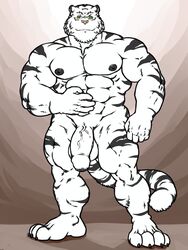 anthro byakkotiggeh domination feline fur furry green grisser male male_only penis solo tiger uncensored uncut