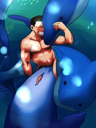 1boy anal anal_sex artist_name bara bestiality cetacean dolphin feral gay group_sex human human_only interspecies male male/male male_on_male male_only marine mentaiko muscles orgy penetration penis sex tapering underwater yaoi zoophilia