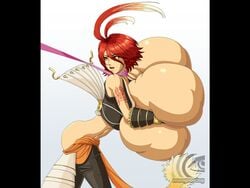 .hack .hack//g.u. alkaid ass breast_grab breast_hold breast_squeeze breasts collar gigantic_breasts mangrowing red_hair