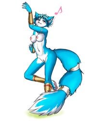 anthro blue_hair breasts canine dr_comet edit female fox fur furry hair krystal nintendo nude pussy slave_maker solo star_fox tail video_games