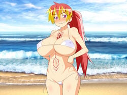 1girls ao_no_exorcist beach big_breasts bikini breasts female female_only huge_breasts kirigakure_shura makarou pov red_hair solo