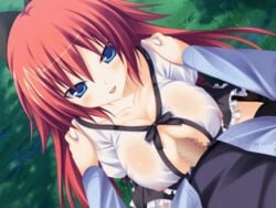 animated big_breasts breasts censored cleavage female large_breasts male misaki paizuri red_hair straight zettai_junshu