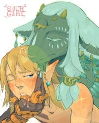 anthro anthro_on_human finger_in_mouth human link link_(tears_of_the_kingdom) rauru's_arm rauru_(tears_of_the_kingdom) sourgoat tagme the_legend_of_zelda yaoi