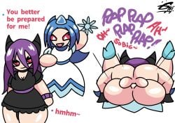 2026 big_breasts black_dress blue_hair demon_futa duel futa_on_female futanari genitals ghyrer horns huge_ass ibispaintx ice impregnation levitating long_penis mating_press monster_girl motion_lines plap purple_hair red_eyes sex snowflake text white_dress yokai youkai yuki_onna