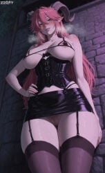 1girls ai_generated alley asmodeus asmodeus_(sin_nanatsu_no_taizai) corset demon_girl elf female garter_belt garter_straps hairy_pussy hentai microskirt miniskirt no_panties pencil_skirt prostitution pussy sexy sexy_female sin_nanatsu_no_taizai slutty_female smirk srodskiy stockings succubus tagme vulgar