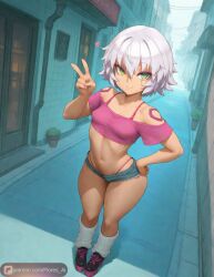 1girls ai_assisted ai_generated alternate_costume big_ass floresai green_eyes gyaru jack_the_ripper_(fate/apocrypha) patreon patreon_url patreon_username petite short_hair small_breasts solo_female solo_focus teasing thick_thighs