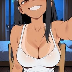 1girls ai_generated big_breasts black_hair breasts brown_eyes female hair hayase_nagatoro long_hair please_don't_bully_me,_nagatoro smile smiling tan tan_body tan_skin tanline tanned tanned_female tanned_skin waifuposts