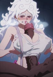 1boy 1girls ai ai_art ai_assisted ai_generated big_breasts big_penis boobs breasts dark-skinned_male female huge_cock huge_penis interracial interracial_sex jarentr jewelry_bonney male massive_penis one_piece penis piercing titjob veiny_penis