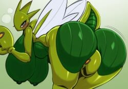 1girls anthro anthro_only ass ass_bigger_than_head ass_focus bent_over big_ass big_boobs big_breasts big_butt blush breasts breasts_bigger_than_head bug bug_girl color_edit edit female female_only generation_2_pokemon gonzalo_costa green_body hi_res huge_ass huge_breasts insect insect_girl insect_humanoid insect_wings large_ass looking_at_viewer nintendo nipples pokemon pokemon_(species) presenting presenting_ass presenting_hindquarters saltyxodium scizor shiny_pokemon solo tail thick_thighs third-party_edit yellow_eyes