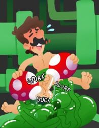 1boy 2girls anthro balls blowjob blush breasts brown_hair closed_eyes erection eyes_closed facial_hair feet female g00dstuff genitals green_body hands_on_head humanoid interspecies large_penis light-skinned_male light_skin luigi male male/female/female mammal mario_(series) mature mature_female mature_male nintendo nipples nude open_mouth oral oral_sex penis penis_in_mouth pipe piranha_plant plant plant_humanoid red_head sex slurping straight straight_sex sucking_balls testicles