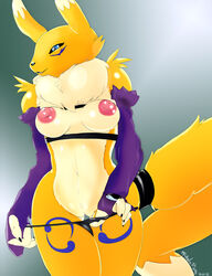 anthro bikini bondage bound breasts canine digimon fox front_view fur furry nipples puffy pussy renamon skimpy undressing