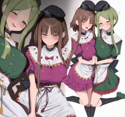 258n 2girls breast breast_press looking_at_viewer nishida_satono smile teireida_mai touhou