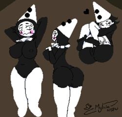 1girls ass belly_button big_ass big_breasts black_and_white black_eyes black_hair breasts clown clown_girl curvy curvy_female curvy_figure endacopia facepaint feet feet_up gloves goth goth_girl huge_ass huge_breasts huge_butt huge_thighs human large_breasts looking_at_viewer mylxiansfw pixel_art pussy smile smile_at_viewer thick_thigh thighs ticketa_(endacopia) white_glove