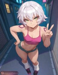 1girls ai_assisted ai_generated alternate_costume big_ass floresai green_eyes jack_the_ripper_(fate/apocrypha) patreon patreon_url patreon_username petite short_hair solo_female solo_focus teasing thick_thighs