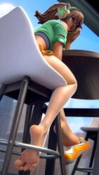 annoyed_expression artist:doopysart barefoot creepshot feet female female_focus female_only foot_fetish foot_focus fortnite fortnite:_battle_royale on_the_phone pj_(fortnite) sandals shoeplay soles solo_female yellow_toenails