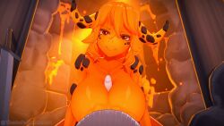 animated animated_gif anna_anon gif hd large_breasts lava magma_slime massive_breasts paizuri pov urethra urethral
