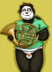 anthro balls bottomless brown_hair eyewear furry glasses hair male male_only overweight panda penis rthur solo